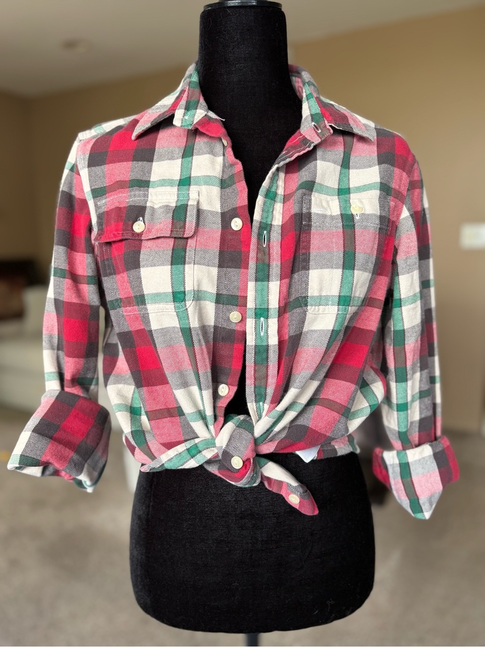 Ralph Lauren Plaid Button-Front Christmas Plaid XL18-20